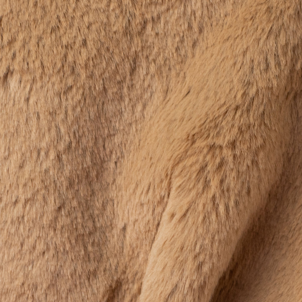 MID-LENGTH RABBIT IN DARK CAMEL BROWN - 111 - Faux fur